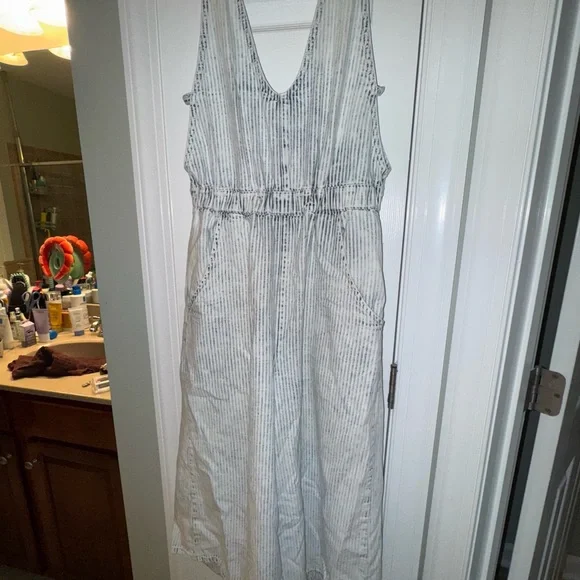 SOLD Free People Alora Jumpsuit in Railroad Stripe - Picture 1 of 3